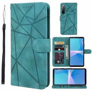 For Sony Xperia 10 III Skin Feel Geometric Lines Leather Phone Case(Green)