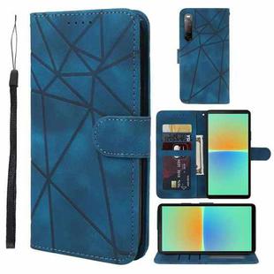 For Sony Xperia 10 IV Skin Feel Geometric Lines Leather Phone Case(Blue)