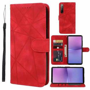 For Sony Xperia 10 V Skin Feel Geometric Lines Leather Phone Case(Red)