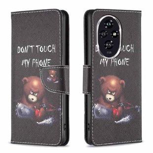 For Honor 200 Colored Drawing Pattern Leather Phone Case(Bear)