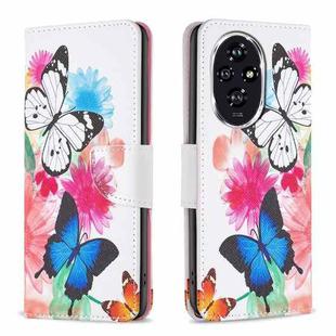 For Honor 200 Colored Drawing Pattern Leather Phone Case(Butterflies)