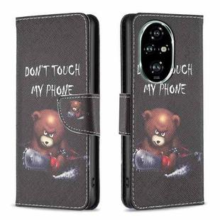 For Honor 200 Pro Colored Drawing Pattern Leather Phone Case(Bear)