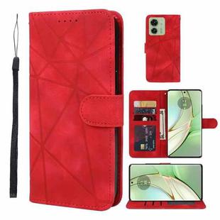 For Motorola Edge 40 Skin Feel Geometric Lines Leather Phone Case(Red)