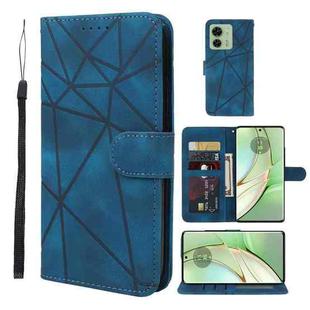 For Motorola Edge 40 Skin Feel Geometric Lines Leather Phone Case(Blue)