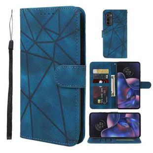 For Motorola Edge 2022 Skin Feel Geometric Lines Leather Phone Case(Blue)