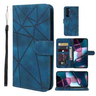 For Motorola Edge+ 2022 Skin Feel Geometric Lines Leather Phone Case(Blue)