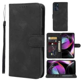 For Motorola Moto G 5G 2022 Skin Feel Geometric Lines Leather Phone Case(Black)