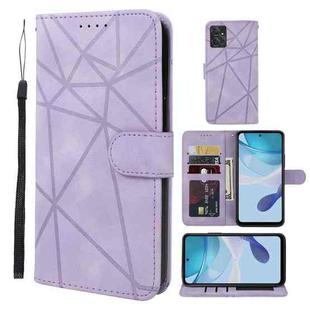 For Motorola Moto G 5G 2023 Skin Feel Geometric Lines Leather Phone Case(Purple)