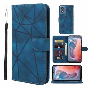 For Motorola Moto G Play 4G 2024 Skin Feel Geometric Lines Leather Phone Case(Blue)