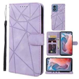 For Motorola Moto G Play 4G 2024 Skin Feel Geometric Lines Leather Phone Case(Purple)