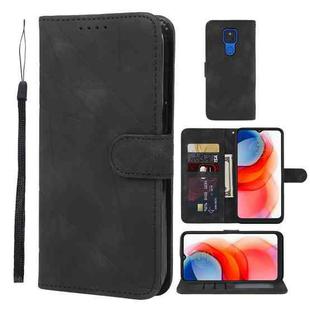 For Motorola Moto G Play 2021 Skin Feel Geometric Lines Leather Phone Case(Black)