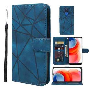 For Motorola Moto G Play 2021 Skin Feel Geometric Lines Leather Phone Case(Blue)