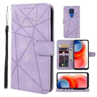 For Motorola Moto G Play 2021 Skin Feel Geometric Lines Leather Phone Case(Purple)