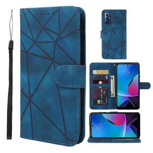 For Motorola Moto G Play 2023 Skin Feel Geometric Lines Leather Phone Case(Blue)