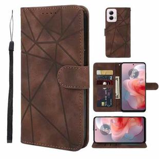 For Motorola Moto G Power 5G 2024 Skin Feel Geometric Lines Leather Phone Case(Brown)