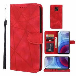 For Motorola Moto G Power 2021 Skin Feel Geometric Lines Leather Phone Case(Red)
