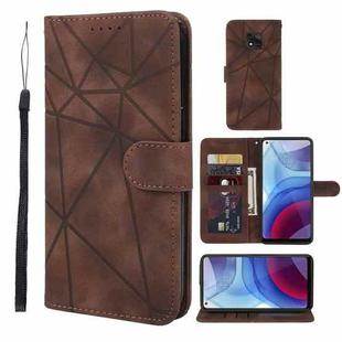 For Motorola Moto G Power 2021 Skin Feel Geometric Lines Leather Phone Case(Brown)