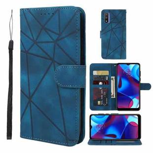 For Motorola Moto G Pure 2021 Skin Feel Geometric Lines Leather Phone Case(Blue)