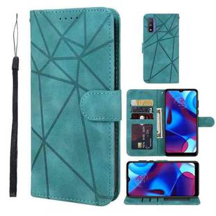 For Motorola Moto G Pure 2021 Skin Feel Geometric Lines Leather Phone Case(Green)