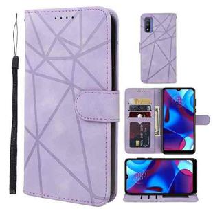 For Motorola Moto G Pure 2021 Skin Feel Geometric Lines Leather Phone Case(Purple)
