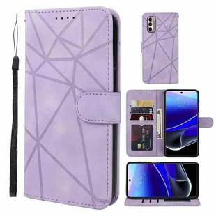 For Motorola Moto G Stylus 5G 2022 Skin Feel Geometric Lines Leather Phone Case(Purple)