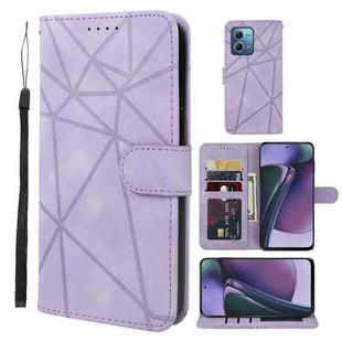 For Motorola Moto G Stylus 5G 2023 Skin Feel Geometric Lines Leather Phone Case(Purple)