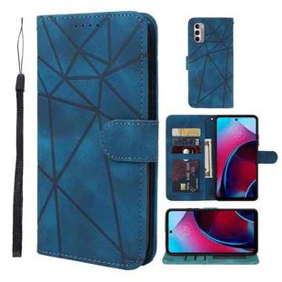 For Motorola Moto G Stylus 4G 2022 Skin Feel Geometric Lines Leather Phone Case(Blue)