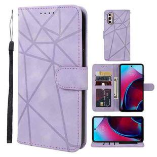 For Motorola Moto G Stylus 4G 2022 Skin Feel Geometric Lines Leather Phone Case(Purple)