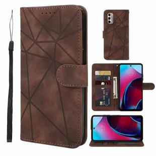 For Motorola Moto G Stylus 4G 2022 Skin Feel Geometric Lines Leather Phone Case(Brown)