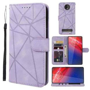 For Motorola Moto Z4 Skin Feel Geometric Lines Leather Phone Case(Purple)