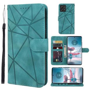 For Motorola Edge 40 Neo Skin Feel Geometric Lines Leather Phone Case(Green)