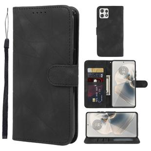 For Motorola Edge 50 Pro Skin Feel Geometric Lines Leather Phone Case(Black)