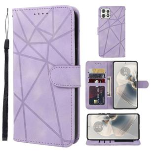 For Motorola Edge 50 Pro Skin Feel Geometric Lines Leather Phone Case(Purple)