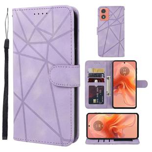 For Motorola Moto G04 Skin Feel Geometric Lines Leather Phone Case(Purple)