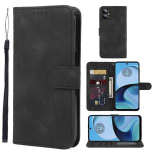 For Motorola Moto G14 Skin Feel Geometric Lines Leather Phone Case(Black)