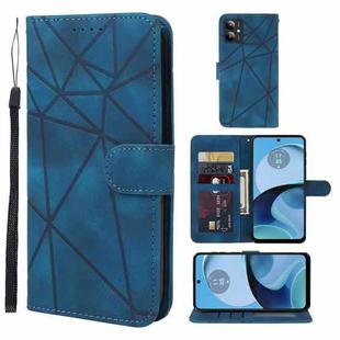 For Motorola Moto G14 Skin Feel Geometric Lines Leather Phone Case(Blue)