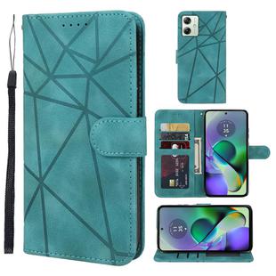 For Motorola Moto G54 Skin Feel Geometric Lines Leather Phone Case(Green)