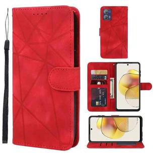 For Motorola Moto G73 Skin Feel Geometric Lines Leather Phone Case(Red)