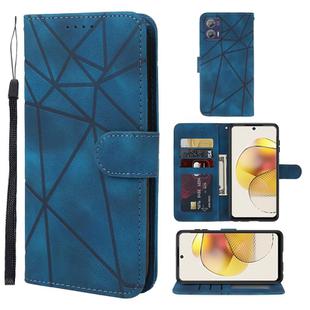 For Motorola Moto G73 Skin Feel Geometric Lines Leather Phone Case(Blue)