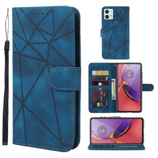 For Motorola Moto G84 Skin Feel Geometric Lines Leather Phone Case(Blue)