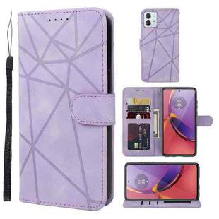 For Motorola Moto G84 Skin Feel Geometric Lines Leather Phone Case(Purple)