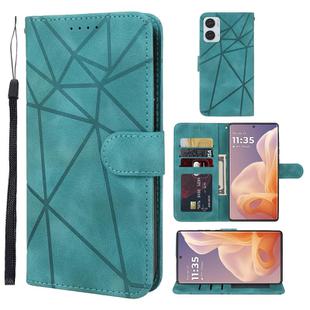 For Motorola Moto G85 Skin Feel Geometric Lines Leather Phone Case(Green)