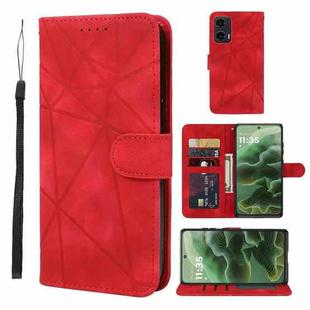 For Motorola Moto G35 Skin Feel Geometric Lines Leather Phone Case(Red)