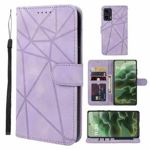 For Motorola Moto G35 Skin Feel Geometric Lines Leather Phone Case(Purple)