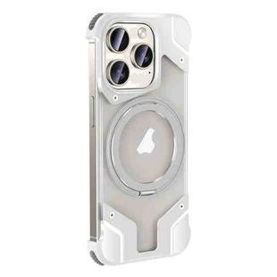 For iPhone 15 Pro Max Borderless MagSafe Rotating Holder Transparent Phone(Silver)
