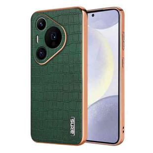 For Huawei Pura 70 Pro / 70 Pro+ AZNS Electroplated Frame Crocodile Texture Full Coverage Phone Case(Green)