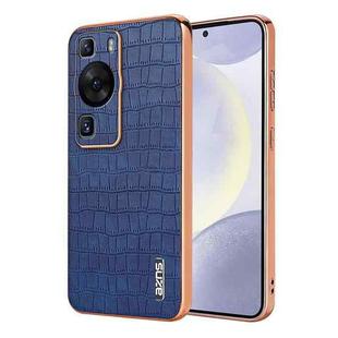 For Huawei P60 / P60 Pro AZNS Electroplated Frame Crocodile Texture Full Coverage Phone Case(Blue)