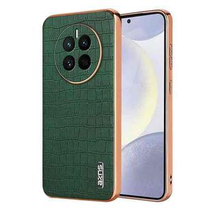 For Huawei Mate 50 / 50E AZNS Electroplated Frame Crocodile Texture Full Coverage Phone Case(Green)