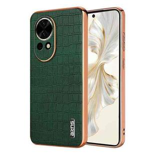 For Huawei nova 13 / nova 12 AZNS Electroplated Frame Crocodile Texture Full Coverage Phone Case(Green)