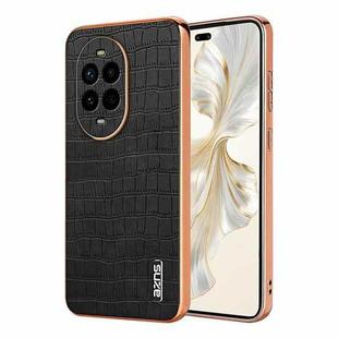 For Huawei nova 13 Pro AZNS Electroplated Frame Crocodile Texture Full Coverage Phone Case(Black)